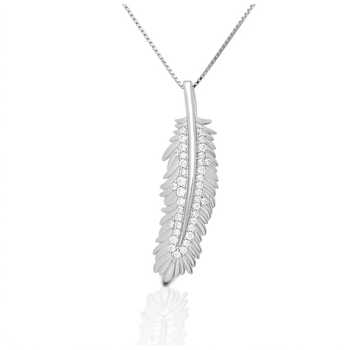 Kelly Herd Shimmering Feather Pendant Sterling Necklace-Jewelry-Kelly Herd-Gallop 'n Glitz- Women's Western Wear Boutique, Located in Grants Pass, Oregon