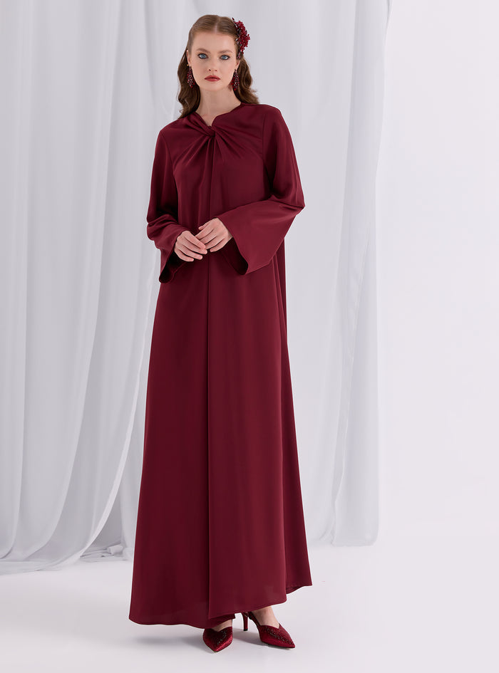 Knotted Maxi Dress Burgundy - Store WF