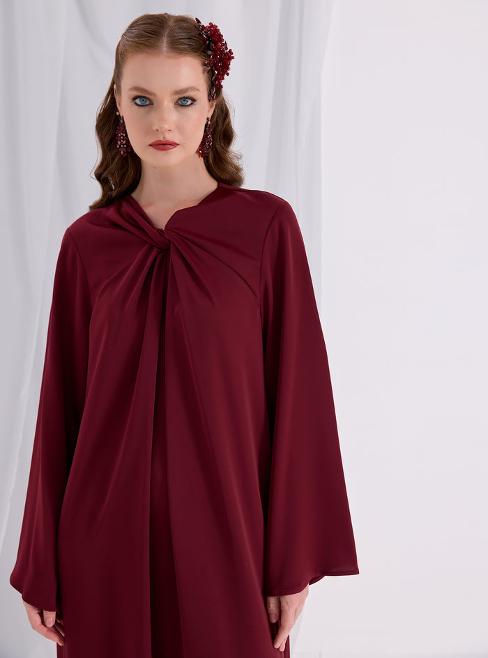 Knotted Maxi Dress Burgundy - Store WF