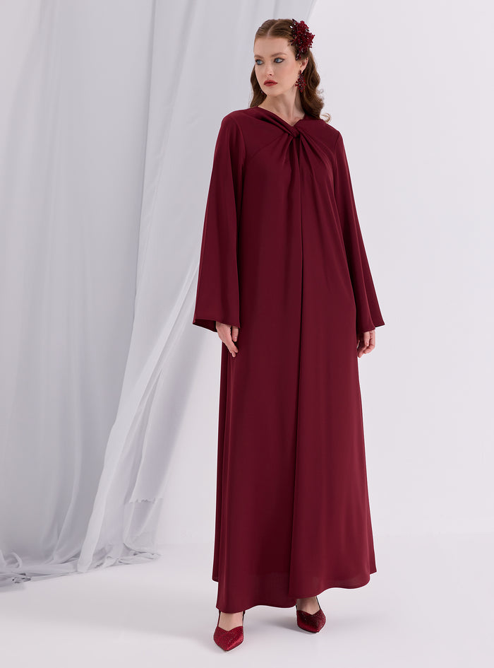 Knotted Maxi Dress Burgundy - Store WF