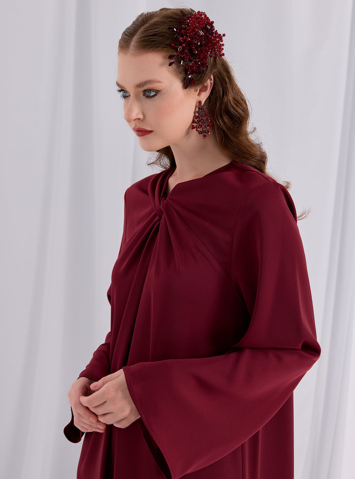 Knotted Maxi Dress Burgundy - Store WF