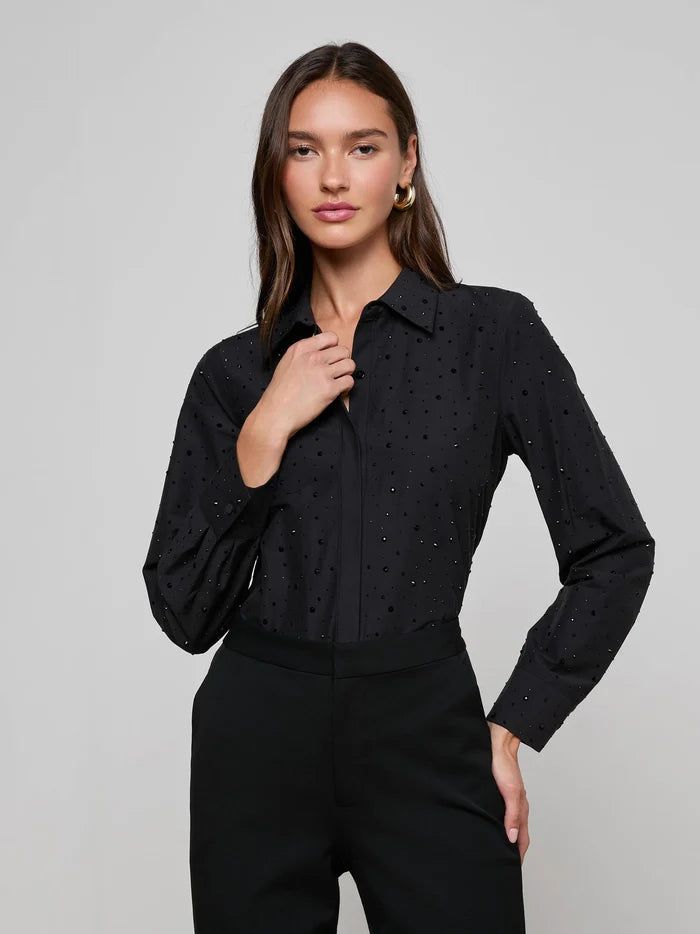 La40792 L’agence Crystal Button Down Blouse