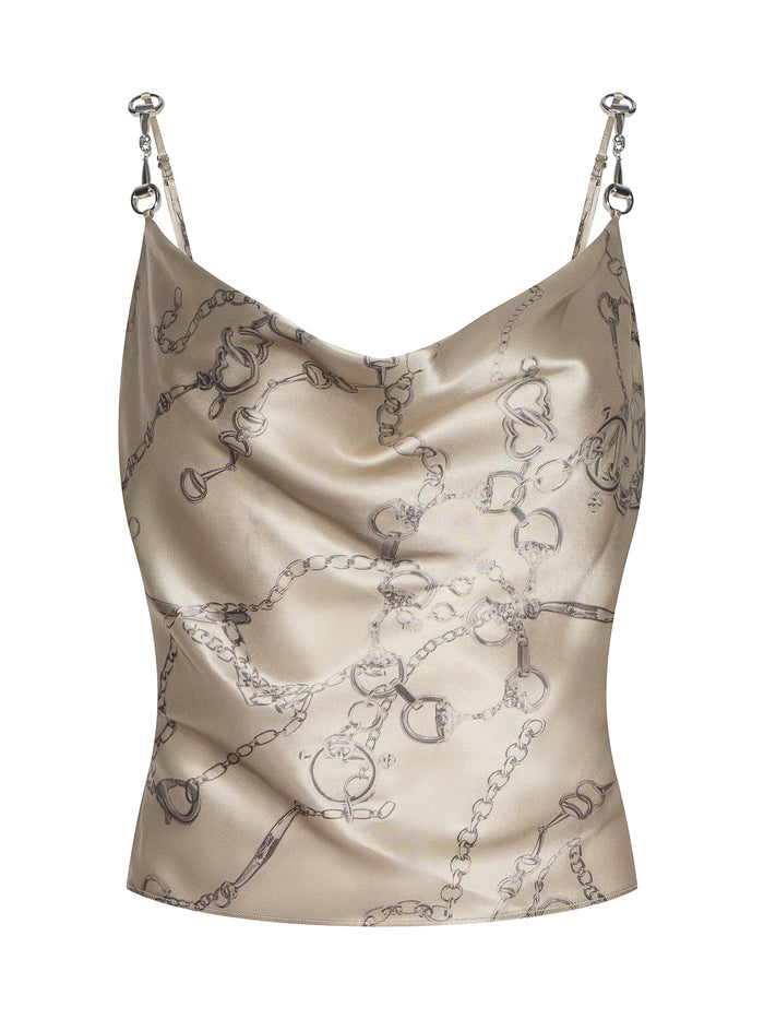 La40797 Chain Strap Silk Tank