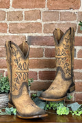 Ladies Distressed Brown Floral Circle G Boot by Corral Boots-Women's Boot-Circle G Boots-Gallop 'n Glitz- Women's Western Wear Boutique, Located in Grants Pass, Oregon