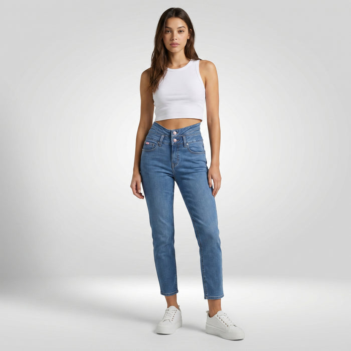LEE LADIES HIGH WAIST STRAIGHT CAROL PANTS; SHAPE MAGIC