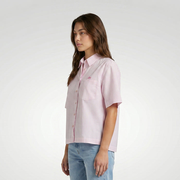 LEE LADIES STRIPES LOOSE BUTTON DOWN POLO