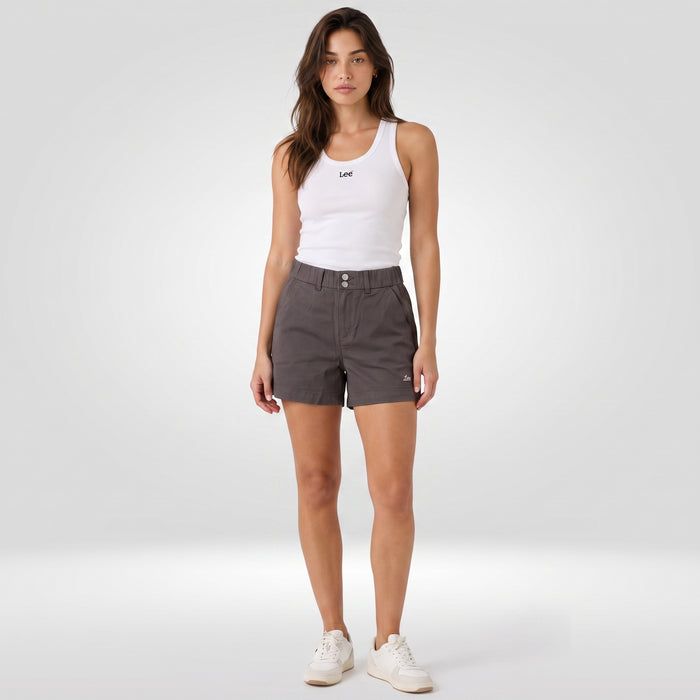 LEE LADIES TWO-BUTTON WIDE WAISTBAND HIGH-WAISTED EASY SHORTS