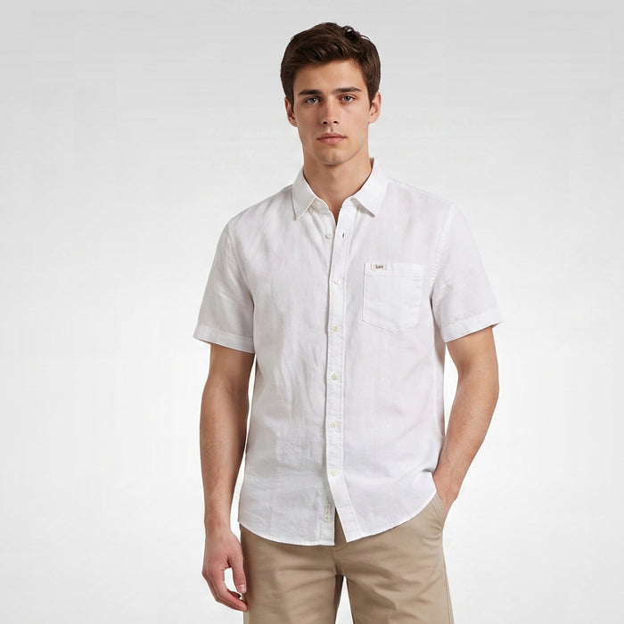 Lee Men's Button-Down Woven Polo with Functional Pocket