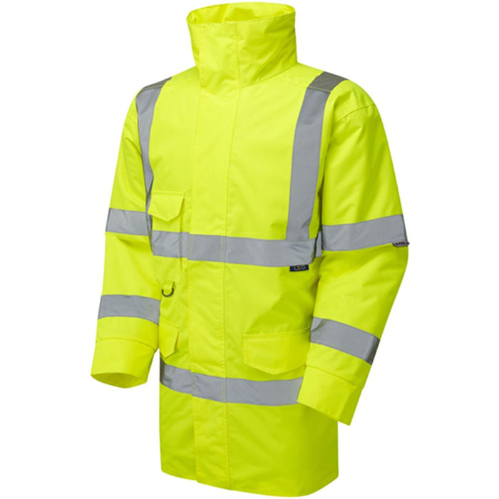 Leo Workwear Tawstock Yellow EcoViz 4K Baffle Lined Waterproof Hi Vis Jacket