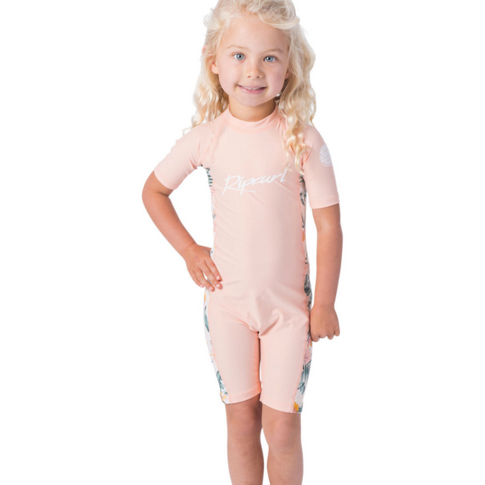 Lycra Kids Feminina Rip Curl Short John com Manga Comprida Proteção UV +50