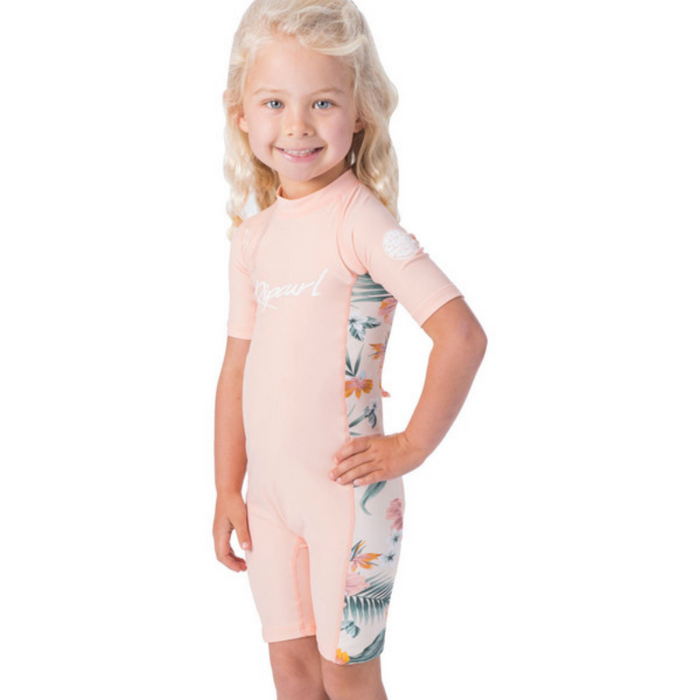 Lycra Kids Feminina Rip Curl Short John com Manga Comprida Proteção UV +50