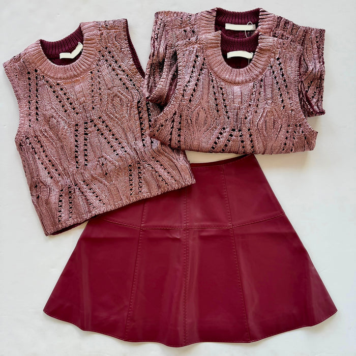 Ma159 Marie Oliver Burgundy Mini Skirt