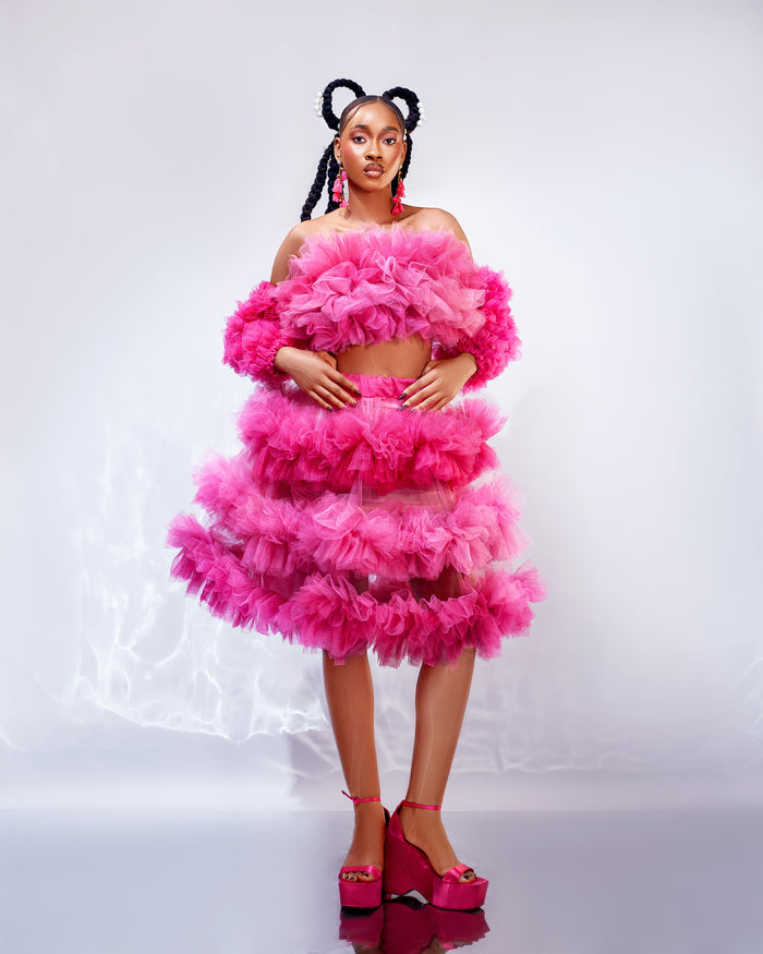 Marley Ombré Ruffled Tulle Skirt - Dimaz
