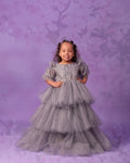 Meena Dress - Grey Tulle Dress for Girls - Dimaz