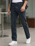 Men's Dark Grey Straight Fit Washed Jeans Stretchable
