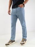 Men's Ice Blue Straight Fit Washed Jeans Stretchable