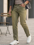 Men's Ice Grey Regular Fit Whisker Wash Yellow Tint Denim Jeans Stretchable
