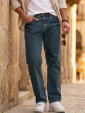 Men's Light Blue Regular Fit Acid Washed Denim Jeans Stretchable