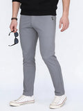 Men's Light Blue Straight Fit Mid Rise Cotton Casual Chinos Trousers Stretch