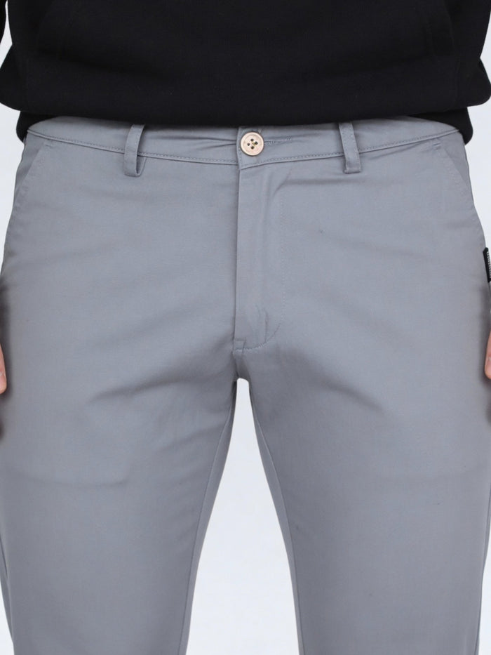 Men's Light Blue Straight Fit Mid Rise Cotton Casual Chinos Trousers Stretch