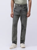 Men's Light Grey Straight Fit Heavy Washed Jeans Stretchable