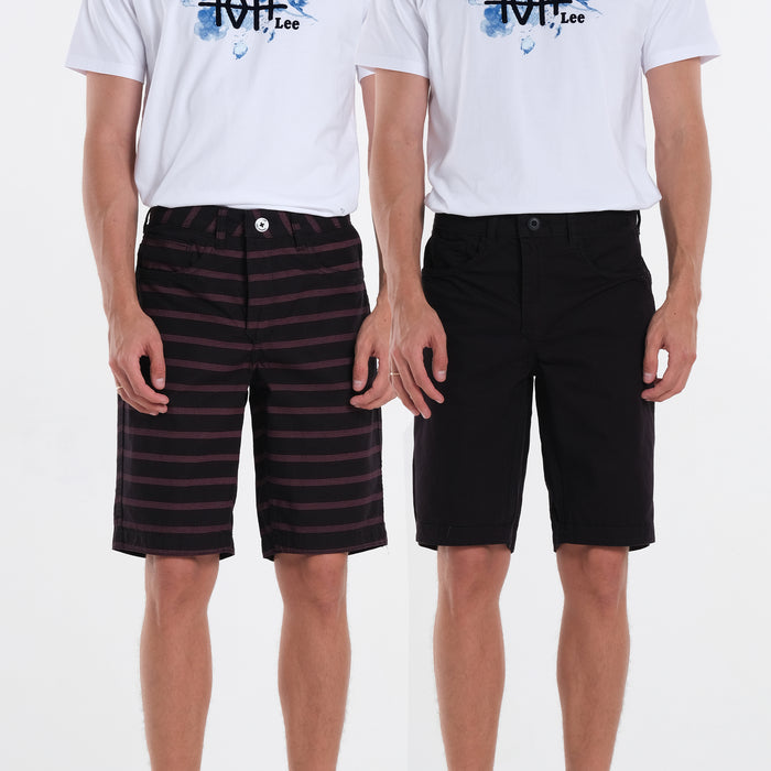 MENS REVERSIBLE PLAIN & STRIPES SHORTS