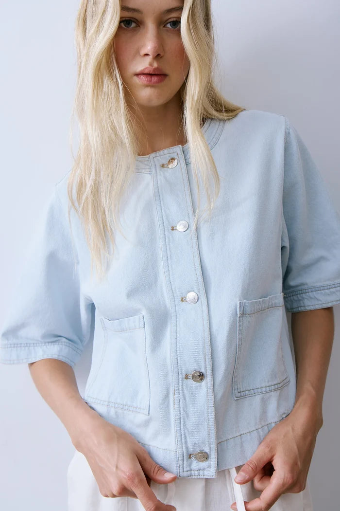 Mesp5385 Light Wash Shacket