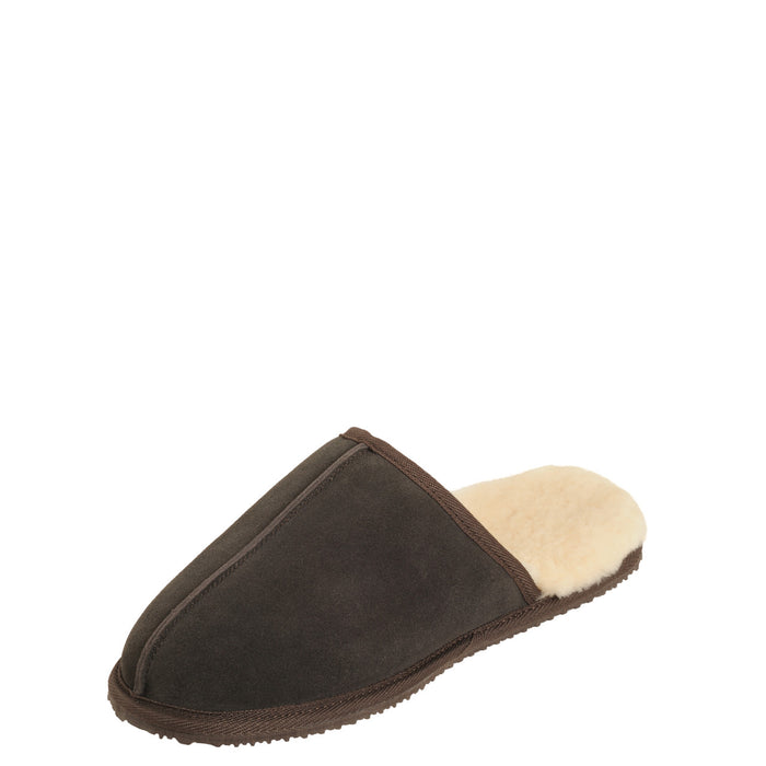 Mi Woolies - James Sheepskin Scuff/Slide Slipper in the colour Chocolate