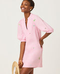 MIALEIGH ELBOW SLEEVE LINEN DRESS