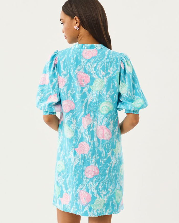 MIALEIGH ELBOW SLEEVE LINEN DRESS
