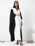 Monochrome Elegance Panel Kaftan Dress - Store WF