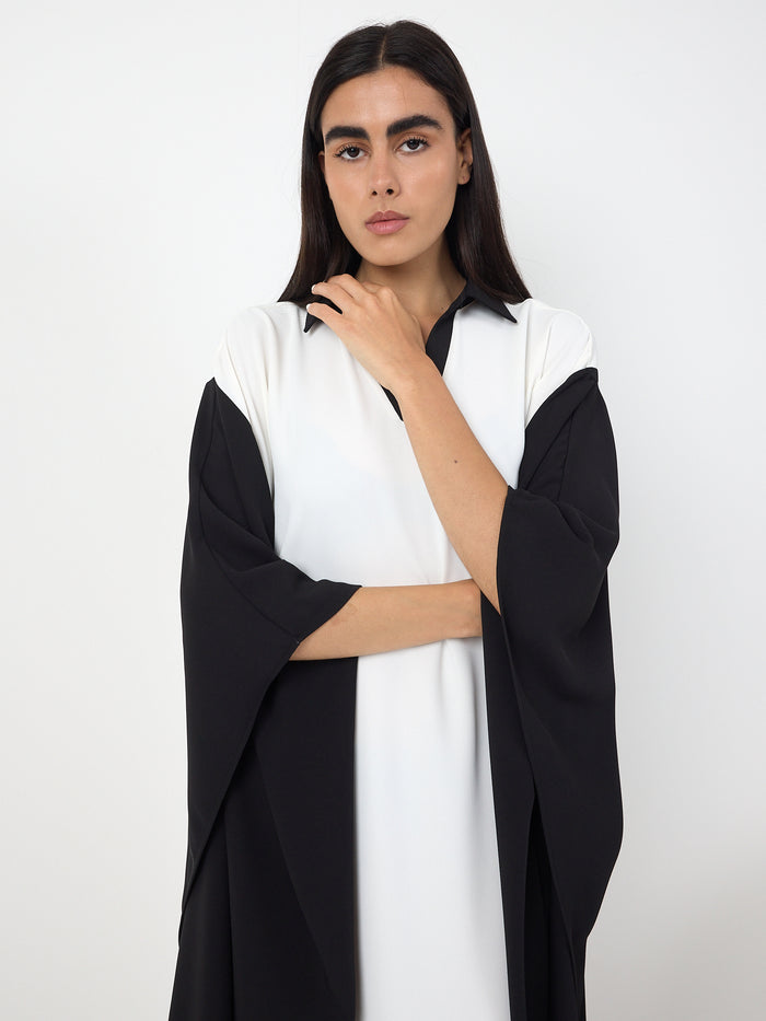 Monochrome Elegance Panel Kaftan Dress - Store WF