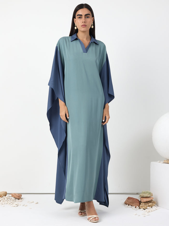 Multi colour Shirt Collar Kaftan Dress - Store WF