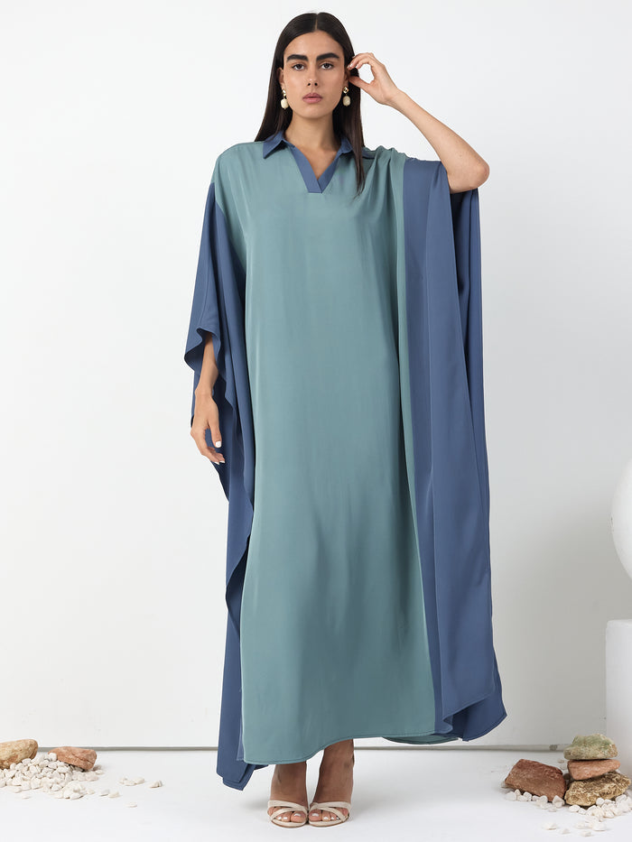 Multi colour Shirt Collar Kaftan Dress - Store WF
