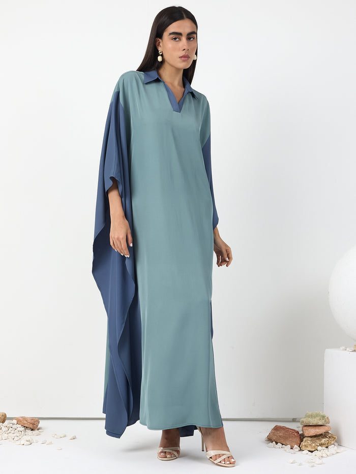Multi colour Shirt Collar Kaftan Dress - Store WF