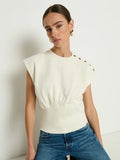 Na11013 Cream Sleeveless Sweatshirt