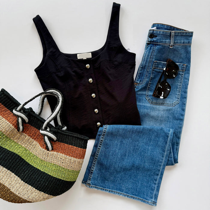 Na11437 Black Button Tank