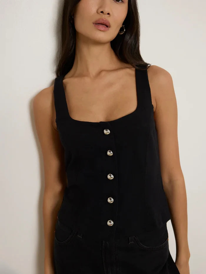 Na11437 Black Button Tank
