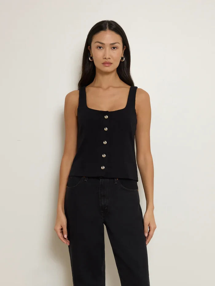 Na11437 Black Button Tank