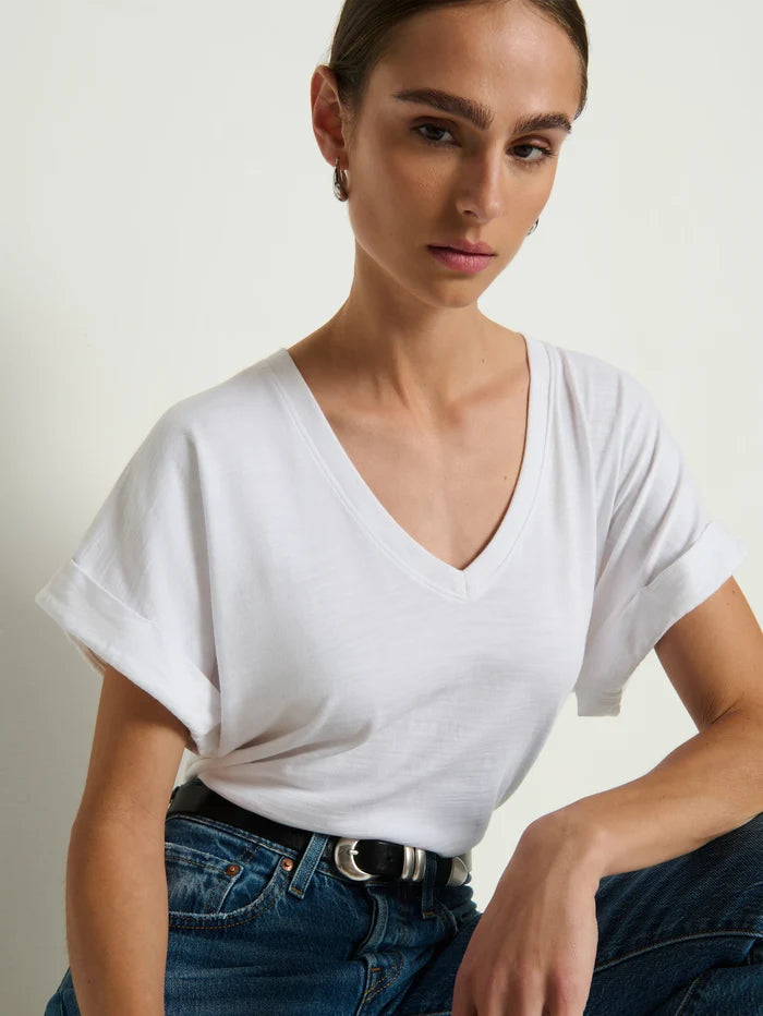 Na2329 Cuff Sleeve Tee - White