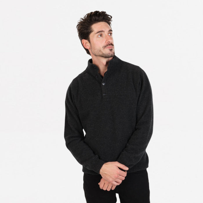Native World - Men's Button Collar Sweater (NB437) Charcoal