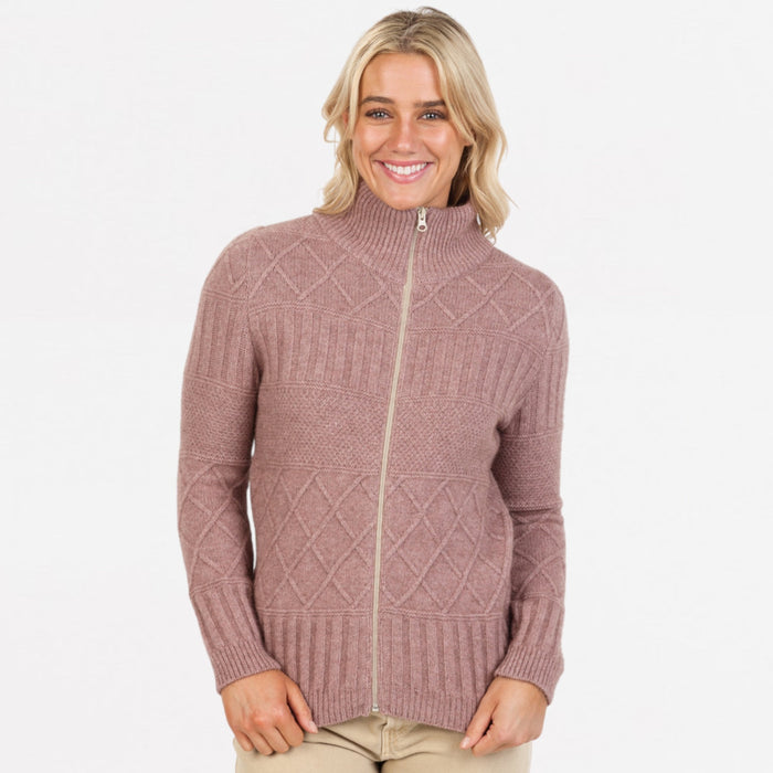 Native World - Merino & Possum Cross Stitch Jacket (NS892) Lily