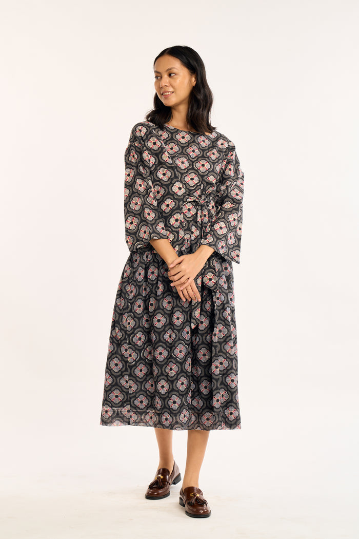 NOA DRESS | CHARCOAL BOTANICA