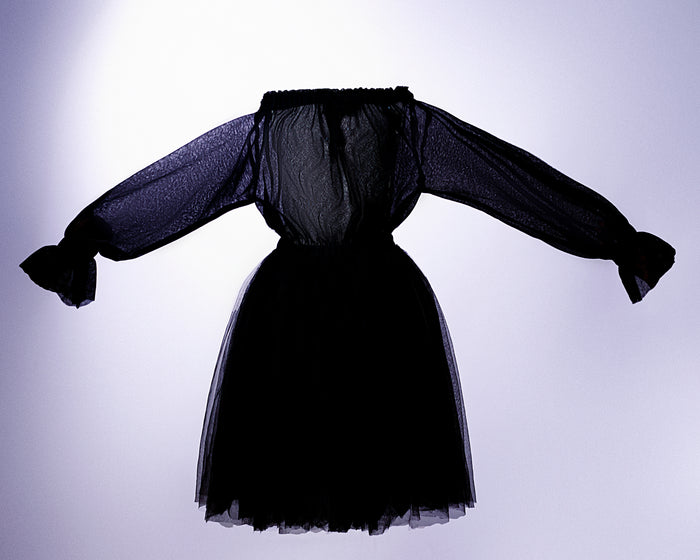 Noir Dress - Off-Shoulder Tulle Statement Dress - Dimaz