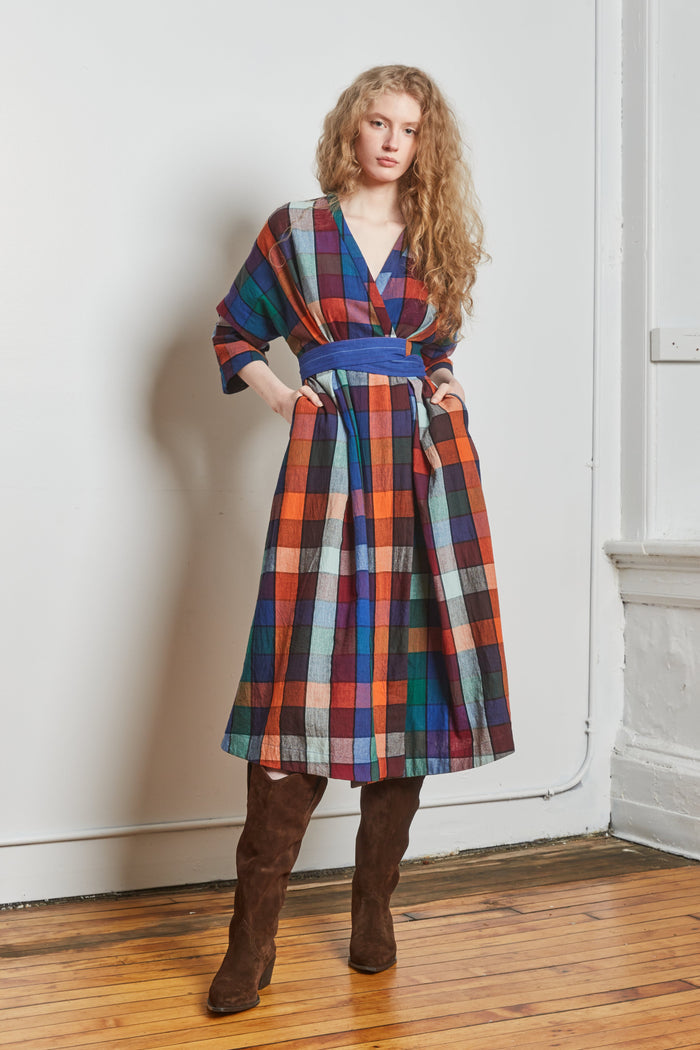 NOVA WRAP DRESS | MOSAIC CHEX