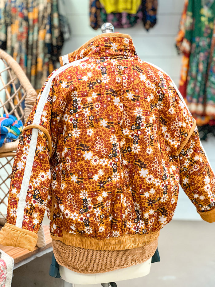 ORANGE BRICK FLORAL QUILTED JACKET