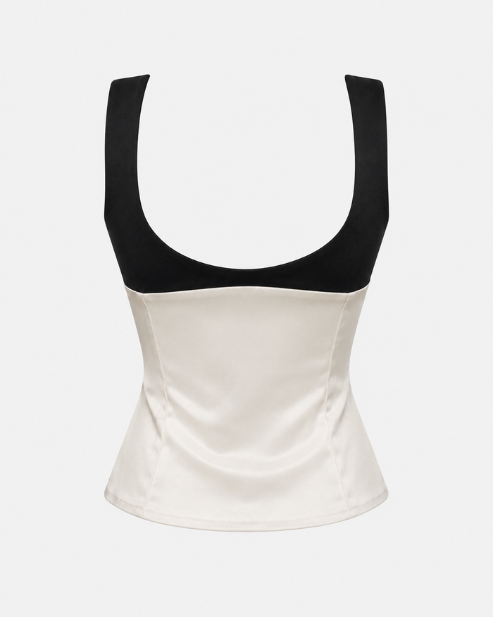Patch top - Ivory Black