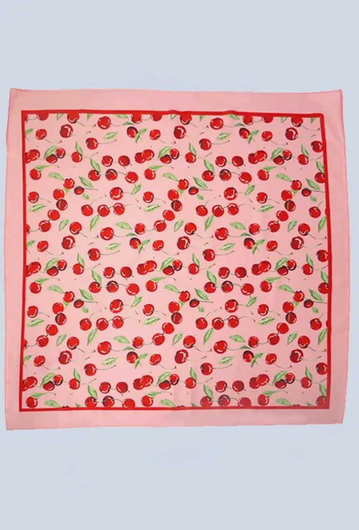 Pink Cherry Bandana Scarf