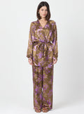 Pink Floral Print Kimono Set with Elastic Waist Pants - Store WF