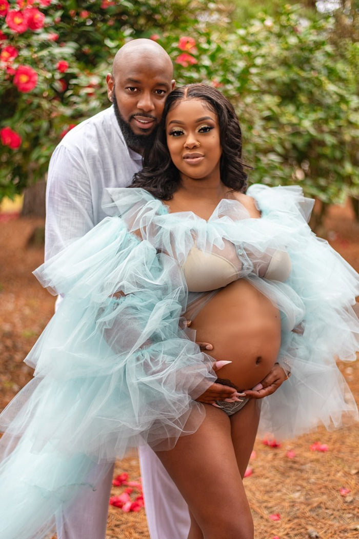 Preona Dress - Open Front Maternity Tulle Gown - Dimaz
